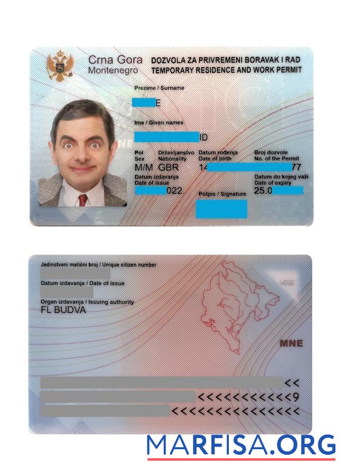 Downloadable Montenegro residence card download for verification